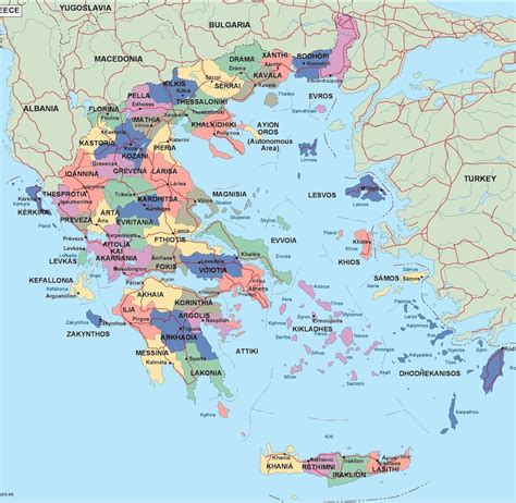 greece political map illustrator vector eps maps order   greece political map