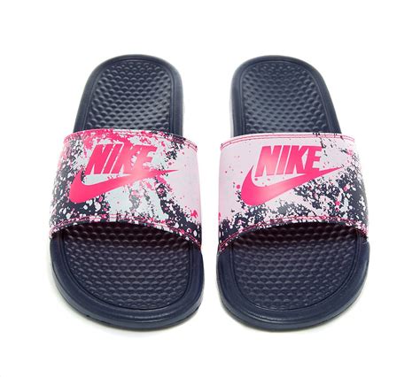 Nike Womens Benassi Jdi Slide Sandal Midnight Navy Racer Pink