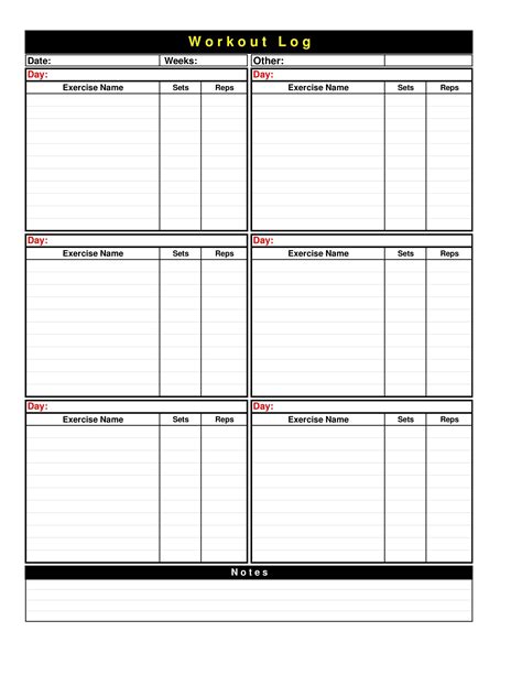 effective workout log calendar templates templatelab