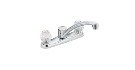 moen ca double handle kitchen faucet  acrylic knob buildcom