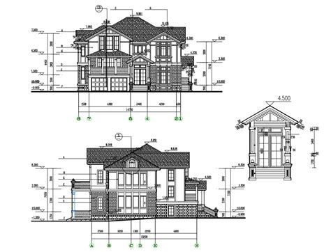 house elevation  dimensions cadbull