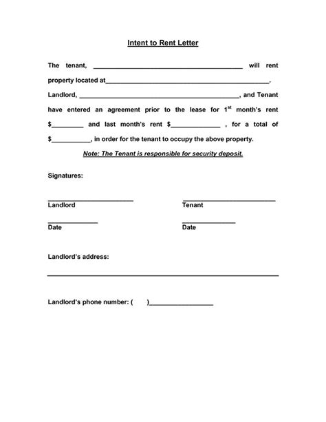 residential intent  lease letter sample google search legal forms