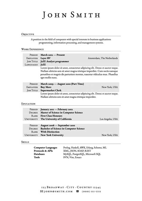 resume template  students  job latex templates cvs