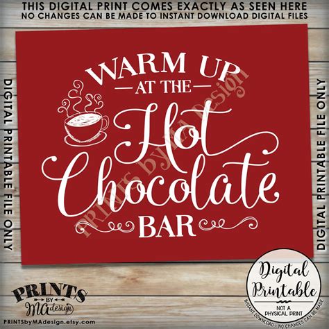 hot chocolate bar sign  printable