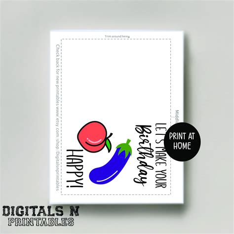 Birthday Peach And Eggplant Sex Card For Him Or Her Digital Etsy Uk
