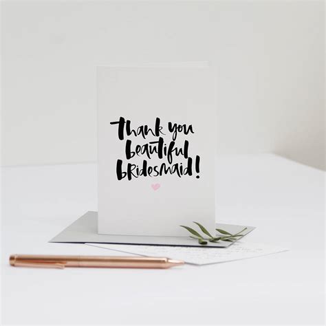 thank you beautiful bridesmaid card by too wordy