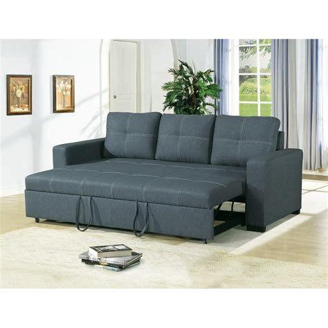 convertible sofa bed bobkona living room sofa  pull  bed accent stitching comfort couch blue