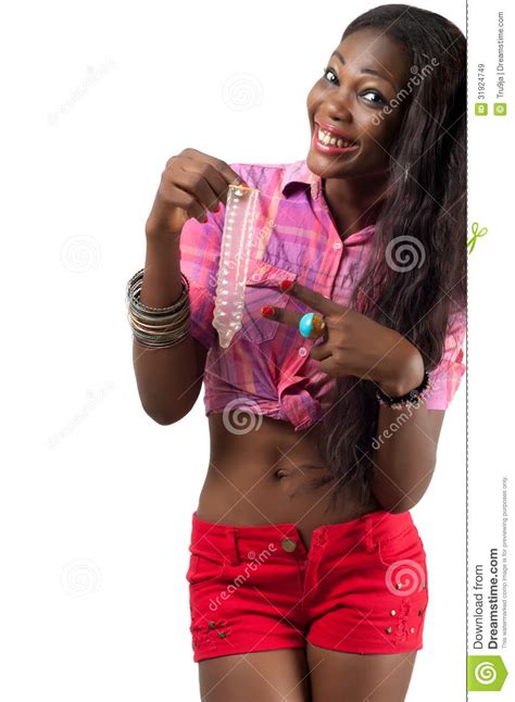african american girl holding condom stock image image
