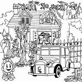 Coloring Haunted Car Scary Bettercoloring sketch template