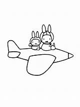 Nijntje Vliegtuig Kleurplaten Miffy Jarig Plane Leukekleurplaten Flugzeug Besteausmalbilder Coloringpage één Andere Ausdrucken Malvorlage sketch template
