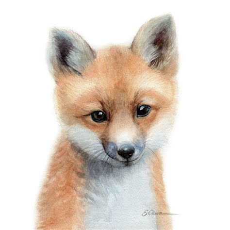 watercolor fox fox art print printable nursery baby fox decor