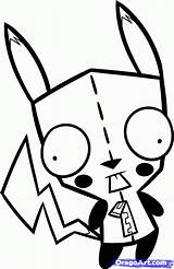 Coloring Zim Invader Pages Gir Printable Pikachu Popular Cat sketch template