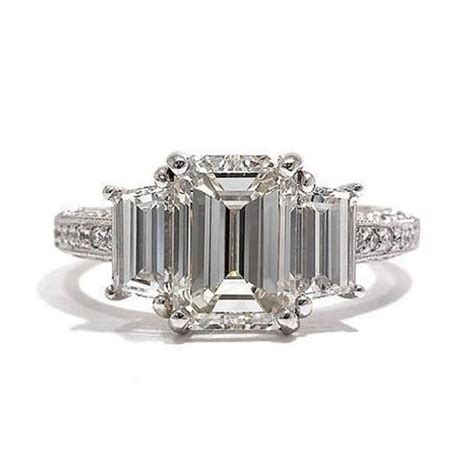 emerald cut  stone diamond engagement ring