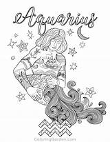Coloring Pages Aquarius Adult Printable Sagittarius Zodiac Coloringgarden Color Book Mandala Pisces Colouring Signs Tarot Cards Constellation Tattoo Wiccan Crafts sketch template