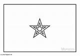 Flag Morocco Coloring Pages Moorish sketch template