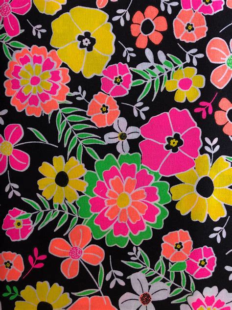 quilters showcase large floral neon cotton fabric   yard etsy