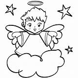 Angel Coloring Pages Printable Boy Kids Para Colouring Dibujos Coloriage Cartoon Christmas Clipart sketch template