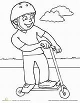 Scooter Coloring Colouring Pages Sports Riding Worksheet Printable Worksheets Education Boy Kids Bike Summer Boys Child Printables Terry Fox Safety sketch template