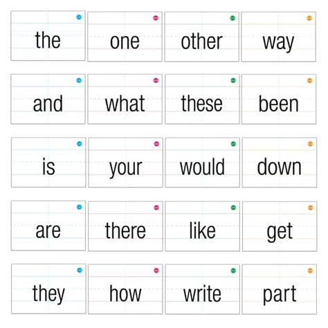 top   sight words flash cards  printable