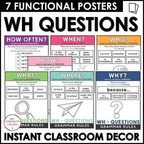 esl grammar posters wh questions           teachers