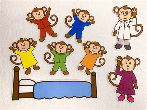 monkeys jumping  bed felt stories speech etsy