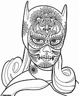Coloring Pages Skull Sugar Girly Girl Dia Batgirl Los Adult Printable Drawing Cpr Cat Book Wenchkin Psychedelic Print Muertos Yucca sketch template