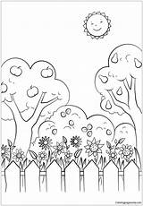 Garden Pages Beautiful Coloring Seasons Nature Kids sketch template