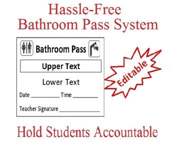 bathroom pass  jon matthews teachers pay teachers