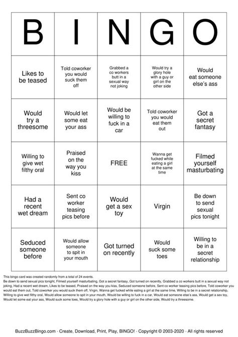 sex bingo cards to download print and customize