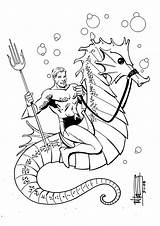 Aquaman Coloring Pages Justice Kids League Printable Drawing Superhero Children Sheets Horse Riding Sea Colouring Clipart Sketch Comics Book Unlimited sketch template