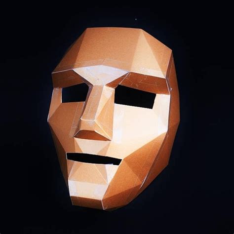 polygon human face mask  papercraft mask template  poly paper