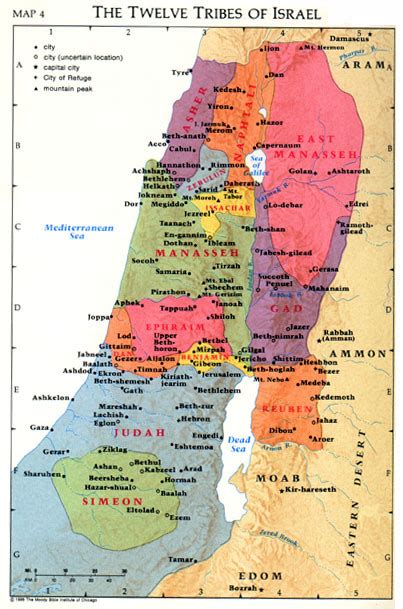 Map Of The Land Division For The 12 Tribes Of Israel