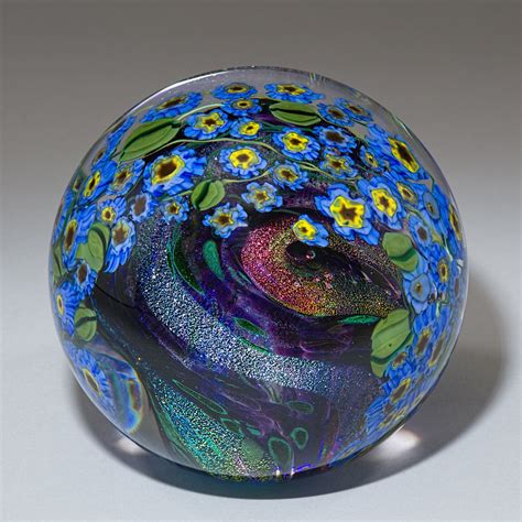Forget Me Nots Paperweight By Shawn Messenger Art Glass Paperweight