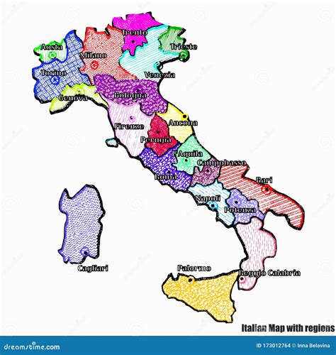 map  italy bright graphic illustration handmade drawing  map