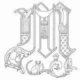 Illuminated Coloring Pages Alphabet Getcolorings Medieval Limited sketch template