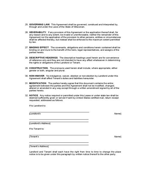 wisconsin standard residential lease agreement