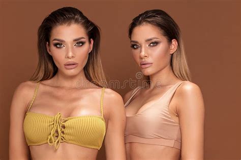 Beautiful Twins Sisters Posing Stock Image Image Of Skin Holiday