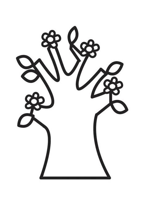 coloring page flowering tree  spring  printable coloring pages