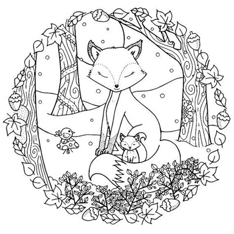 christmas winter woodland cosy foxes adult coloring page