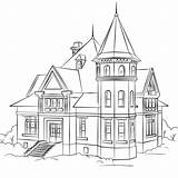 Coloring Mansion Victorian Drawings 89kb 480px sketch template
