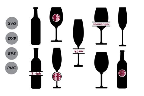 Wine Glass Svg Wine Svg Wine Glass Monogram Svg Bottle