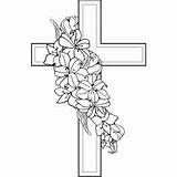 Sympathy Cross Clipart Lily Flowers Flower Drawing Religious Coloring Clip Pages Cards Card Parchment Crosses Drawings Draw Cliparts Line Easter sketch template