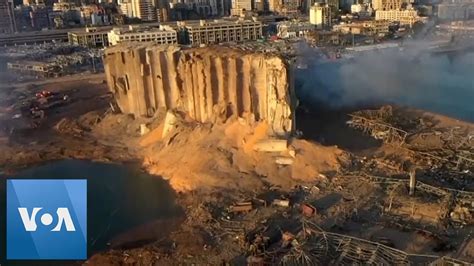 lebanon aerial footage  beirut explosion aftermath youtube