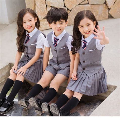 newly children school uniform top pleated skirt vest class uniforms korean style performance