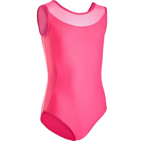 girls mixed media ballet leotard pink domyos  decathlon