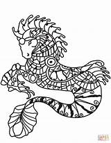 Coloring Hippocampus Zentangle Pages Printable Drawing Supercoloring Categories sketch template