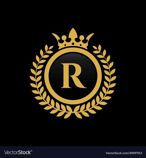 letter r crown logo royalty free vector image vectorstock