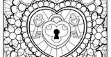 Lock Key Coloring Heart Pages sketch template