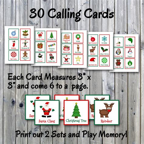 christmas bingo printable    cards full page etsy