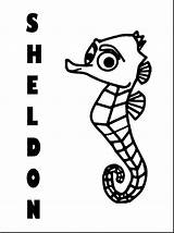 Nemo Finding Coloring Pages Seahorse Outline Sheldon Squirt Sea Horse Drawing Templates Dory Crush Clipart Color Cartoon Drawings Crafts Clip sketch template